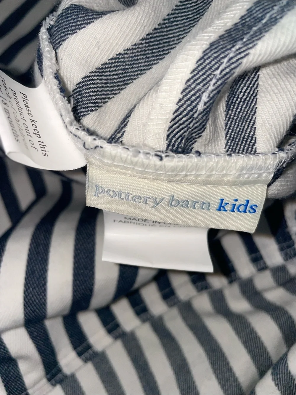 Pottery Barn Kids XL Basket Pottery Barn Kids Navy and White Striped Top